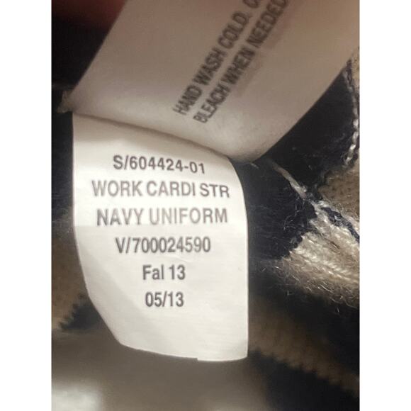 Gap Navy White Wool Blend Button Up Cardigan S Coastal Nautical Preppy Classic - Picture 7 of 8